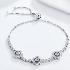 Pulseira Luxo Olho Grego Azul em Prata 925