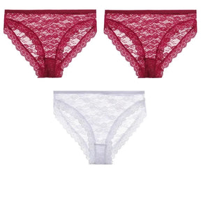 Kit 3 Calcinhas Sensuais com Renda Floral | Calcinhas Femininas Plus Size