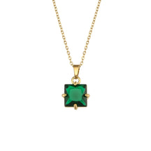 E.B. Belle-Cubic Zirconia Colar De Pingente De Pedra, Caixa De Presente Da Jóia, Quadrado, Vermelho, Verde, Preto, Branco, Rosa, Natal