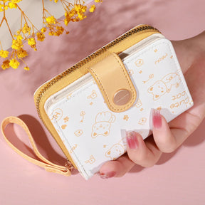 Bolsa retrô de moda mini flor para mulheres, carteira com zíper, fechamento, leve e compacta, perfeita para transporte diário, bolsa de cartão