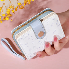 Bolsa retrô de moda mini flor para mulheres, carteira com zíper, fechamento, leve e compacta, perfeita para transporte diário, bolsa de cartão