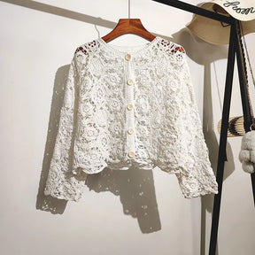 Cardigã de Renda Feminino Rosa Bloumi - Elegância Casual