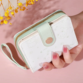 Bolsa retrô de moda mini flor para mulheres, carteira com zíper, fechamento, leve e compacta, perfeita para transporte diário, bolsa de cartão